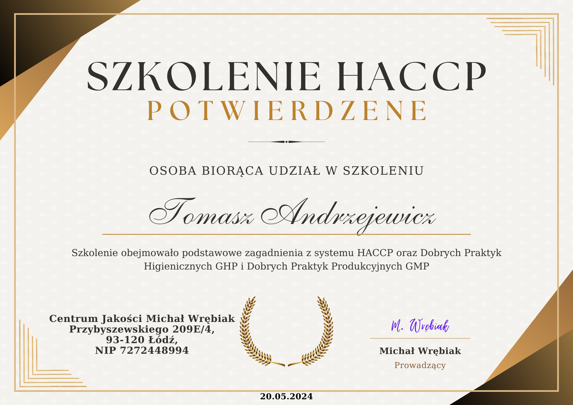 szkolenie HACCP  certyfikat darmowe szkolenie